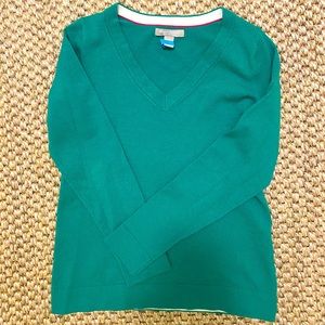 Banana Republic - Green Merino Wool V-neck Sweater  - Medium